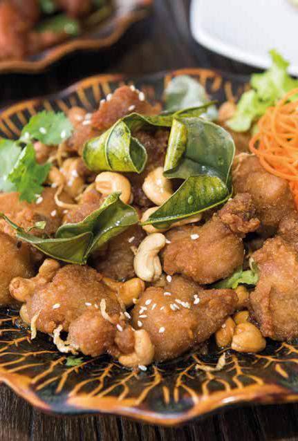 CHEF s SUGGESTTIONS 56. Gai Tod Tamarind $20.00 Mounth watering lightly battered chicken then stir fried in a sweet tangy sauce. 57. Gai Tod Prick Khing $20.