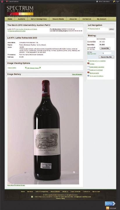 Spectrum Wine AuctionS WeBSite technology Please utilize our website as an additional tool to enhance your overall auction experience.