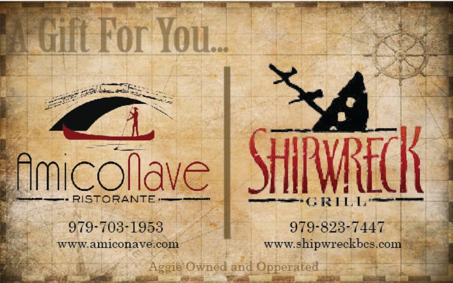 GIFT CARDS Amico Nave/Shipwreck Grill Gift