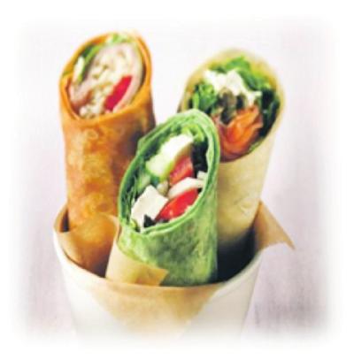 95 ASSORTED WRAPS Assorted wraps (chicken, turkey, tuna salad, or veggie) Soup Celery and carrot sticks with dipping sauce $20.