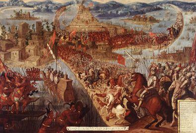 CONQUISTADORES In 1512, Cortes and his men defeat the Aztec empire