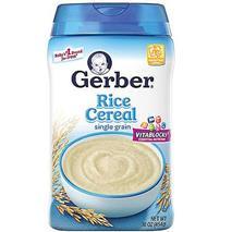 Infant Food: Rice Cereal Contains: Soy 60cal 12g 1g 0g 1g 0mg 1g Serving Size = 1/4 Cup Rice Flour, Calcium Carbonate, And Less Than 2% Of: Soy Lecthin, Potassium, Ferous Fumarate (Iron) Ascorbic