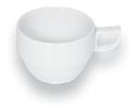 T305109 Cup, use saucer T306909 W: 2.5" C: 3.0 oz. T305118 Cup, use saucer T306918, T307118 W: 3.3" C: 6.1 oz. T305122 Cup, use saucer T306918, T307118 W: 3.4" C: 7.4 oz.