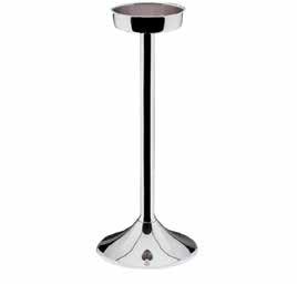 Wine/Champagne Cooler CLUB Fitting in stand for wine/champagne with dia. 16 cm minimum Will fit 1 bottle Cromargan / stainless 18/10 Height Height cm 20,8 8 1 / 4 06.8019.