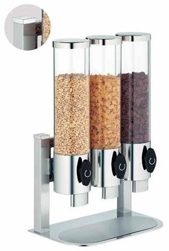 Cereal Dispenser, In-line Basic CHANGE With 3 containers, hygienic portioning by turning, easy to refill, dishwasher safe, dia. container 4 1 / 2 ; cap.