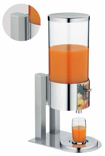 Juice Dispenser, Basic CHANGE Individually height adjustable, clear labelling hygienic spout, cooling with ice tube (accessory). Attractive motifs for the frontside for download at www.wmf-hotel.
