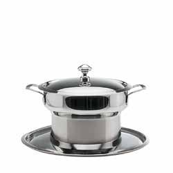 0320 Excellent Profile Chafing Dish Ø 30 cm stapelbar, with full roll top cover, stackable for burner or electrical heating, with burner holder, with inserts, without electrical heating Heating