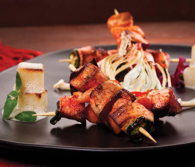 Poultry Mexican Peri-Peri Chicken Skewer R 135.00 Skewers of marinated chicken breast served with herb sautéed Parisian potatoes and Bulgarian carrot shoot yoghurt Chicken Supreme R 145.