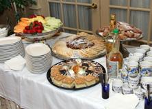 Simple Buffets at Your Home, Office, or Venue Our Simple buffets include table linens, gold rim China dinner plates, flatware rolled up in a napkin and buffet linen & skirting (full service table