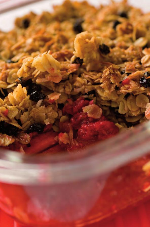 Apple and Raspberry Crumble Serves 4. Preparation time 5 minutes. Cooking time 15 to 20 minutes. We used the 1 litre Thermoglass dish, Microsafe lid, a mixing bowl, saucepan and Decor trivet.