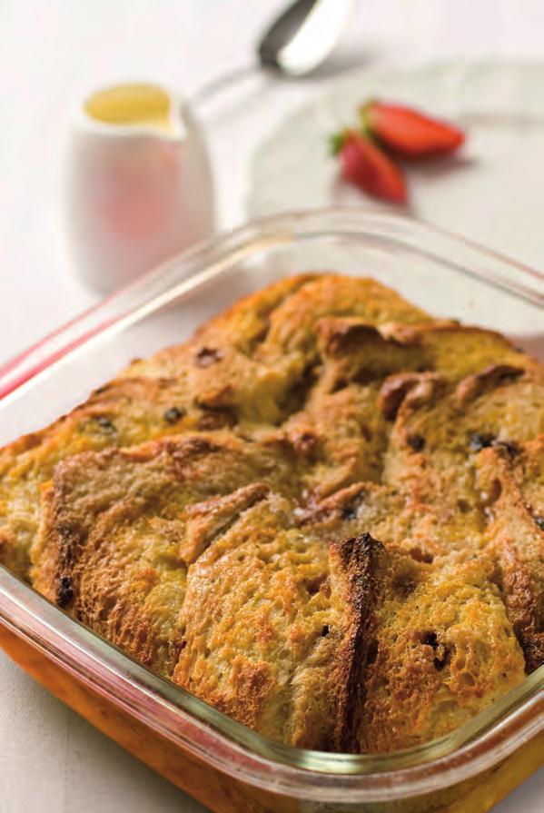 Easy Fruit Bread and Butter Pudding Serves 4 to 6. Preparation time 12 minutes. Cooking time about 30 minutes. As the fruit is already in the bread you do not need to add any extra to this pudding.
