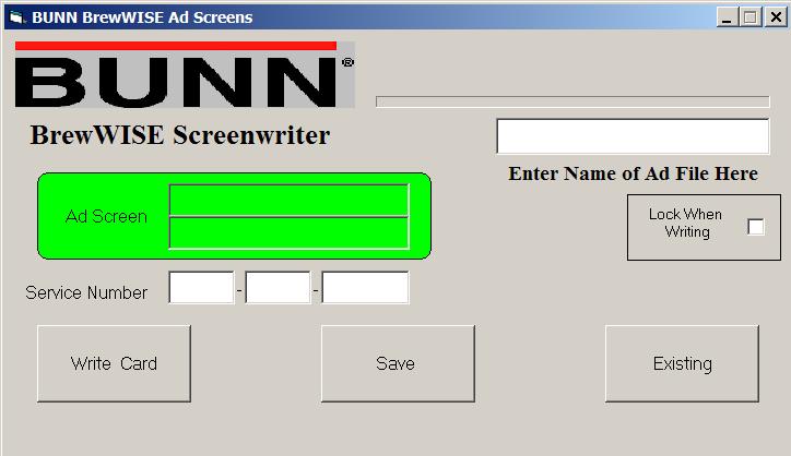 Ads / Service Number The BrewWISE Recipe Writer can be used to transfer Ad / Service Number information from the BrewWISE software into brewers so equipped.