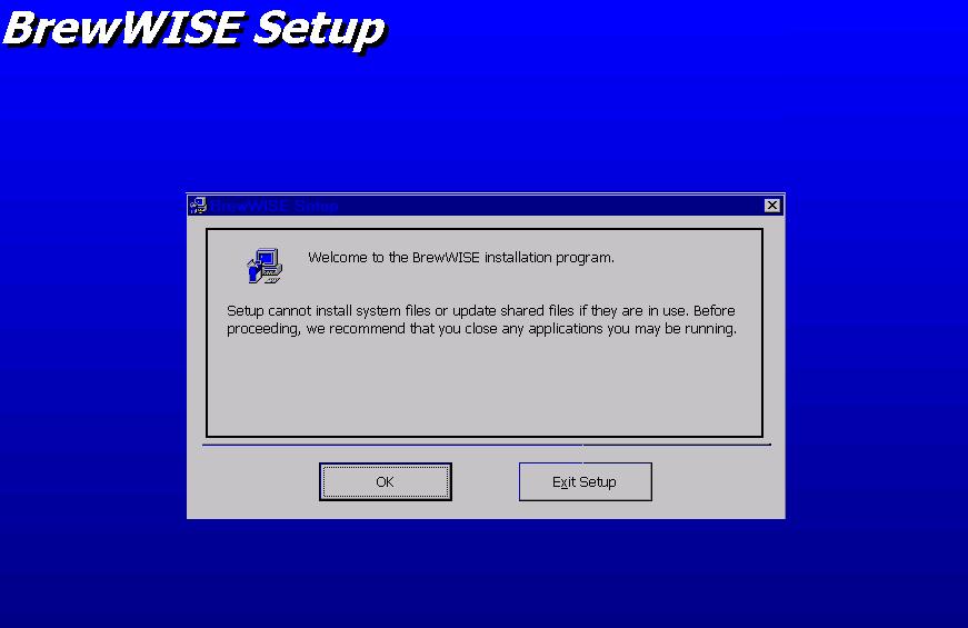 After all the necessary files are copied, the installation program displays a Welcome screen that allows the user to continue with