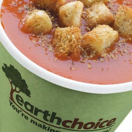 EarthChoice PLA Lined Soup Cups Cups Compostable Soup Cup Lid Fiber (paper) material Made from Bagasse (sugar cane) and bamboo which are sustainable and annually renewable Strong, tight fit
