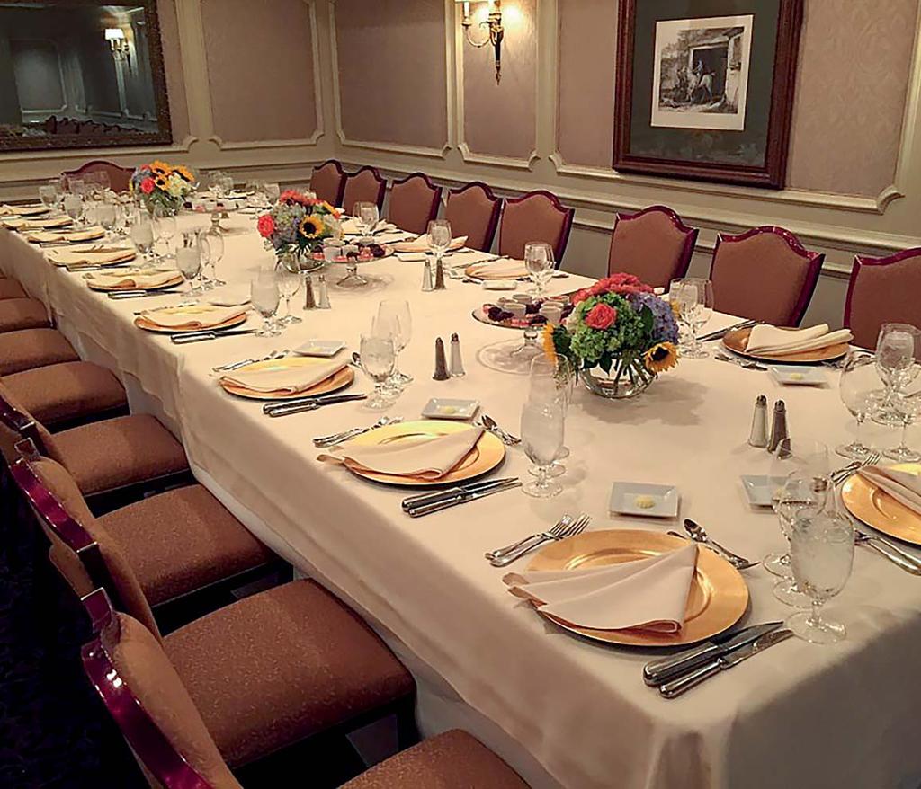HERITAGE The Heritage Room can seat up to 22 guests with small round tables or a