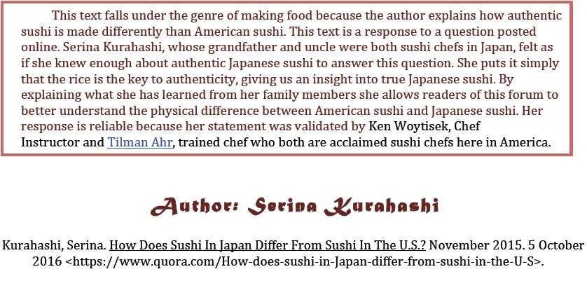 How Does Sushi in Japan Differ From Sushi in the U.S.? In this response to an online question, Serina Kurahashi answers the question of how does sushi in Japan differ from sushi In America.