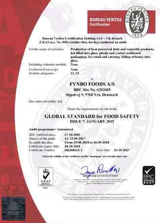 CERTIFICATES KEY FIGURES 20 % ORGANIC 35 % FYNBO 80 % 65 % CONVENTIONAL PRIVATE LABEL PRODUCT IFS Certificate 50 % 50 % DENMARK EXPORT BRAND MARKET $ MILL.