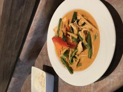 RED CURRY Red curry paste and creamy coconut milk prepared with bell peppers, bamboo shoots, green beans, and fresh basil leaves C1. C2.