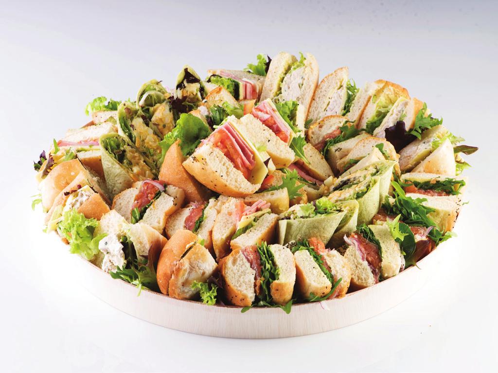 PLATTERS 12 PLATTERS 13 CHEF S SELECTION SANDWICH PLATTERS Our chefs carefully prepare a range of delectable sandwiches, that include salmon bagels,