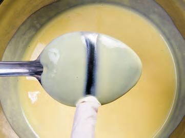 1036 CHAPTER 35 CREAMS, CUSTARDS, PUDDINGS, FROZEN DESSERTS, AND SAUCES Figure 35.1 Crème anglaise coating the back of a spoon. Check the temperature with a thermometer.