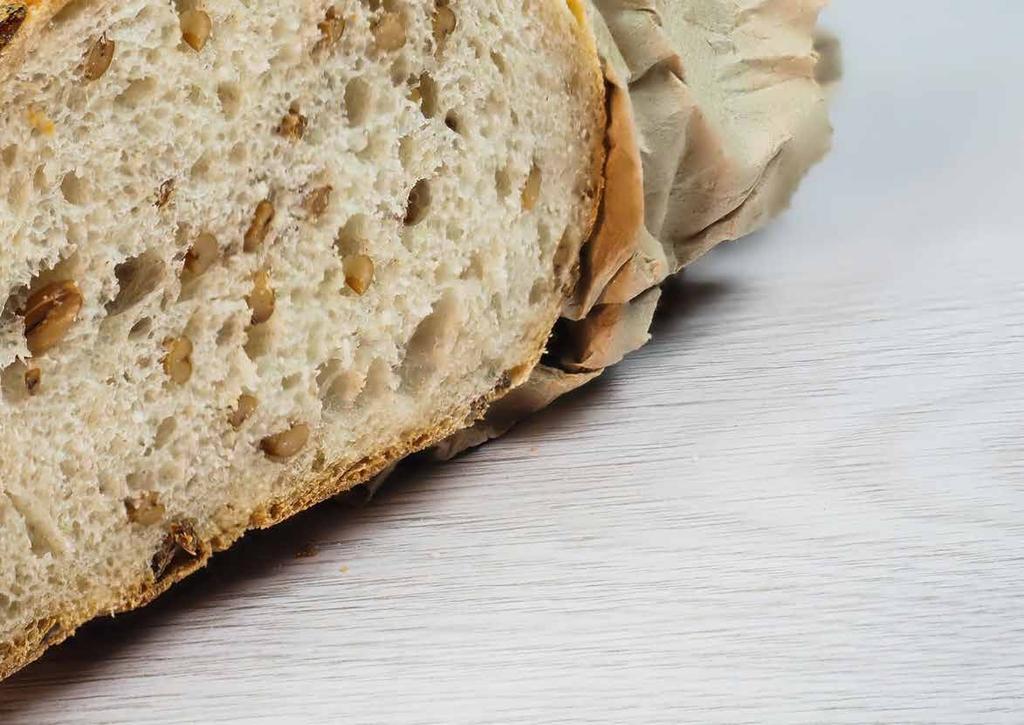 Sprouted Soft Grain Bloomer 10 mins slow speed, 10 mins fast speed. Add BAKELS SPROUTED SOFT GRAIN on slow speed for 2 mins or until fully dispersed. BAKELS ARTISAN 5.