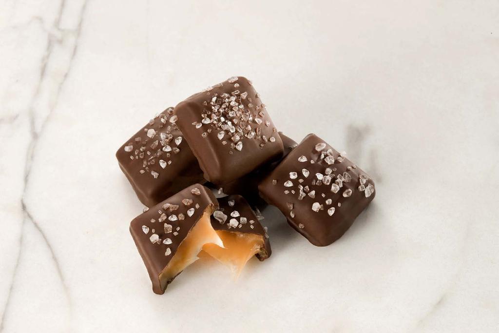 #429 DARK CHOCOLATE SEA SALT CARAMELS Creamy, chewy caramel wrapped