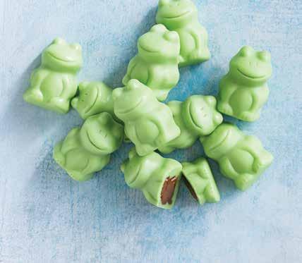 sculpted frogs are filled with cool mint fudge. 6 oz. box. $11.