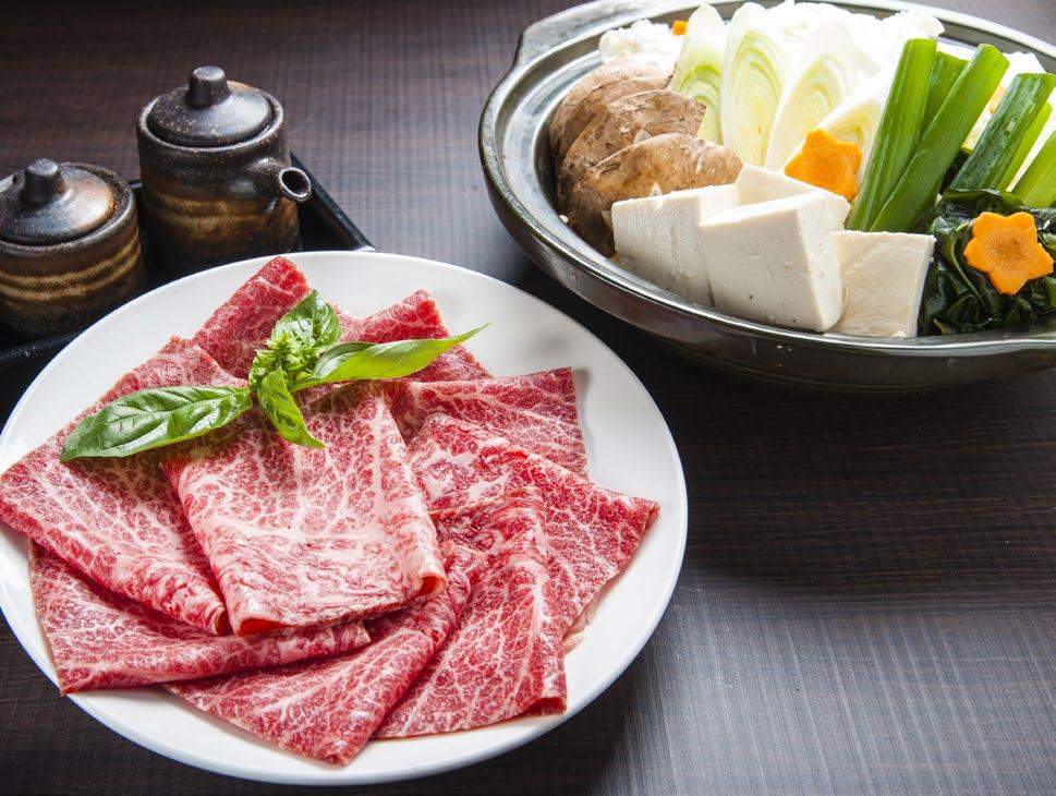 Wagyu Hot Pot (minimum order 2 serves) Sukiyaki すき焼き Marble Score 8-9+ Chuck Roll150g Premium selected David Blackmore (Marble Score 10+ Sirlion 180-200g) $57/per person $138/per person Cooked with
