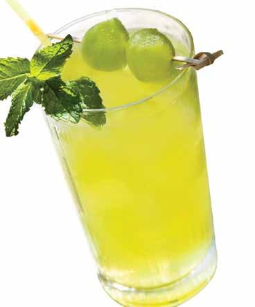 HONEYDEW MELON GIMLET CLASSIC MARGARITA 1 cup honeydew melon, cut in chunks 2 teaspoons lime juice 8 ounces dry gin Ice cubes, for serving 1 cup lime juice 4