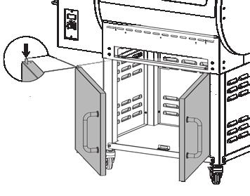 MOUNTING THE CABINET DOORS TO THE CART Installation: Align the left cabinet door with the front of the cart.