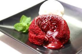 RED VELVET LAVA 9 Served with a scoop of vanilla ice-cream. Red Velvet cake with a mascarpone cheese centre.