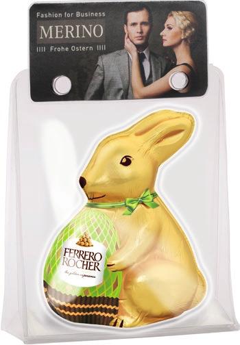 deep-drawn plastic foil on a card Covering paper white Note: Please order content separately Ferrero Rocher Easter Bunny Ferrero Rocher hollow milk