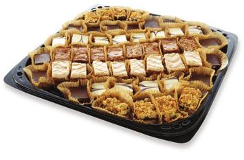 67 European Cookie Tray Specialty biscuits from across the pond. Assorted European cookies. Serves 8-10 people 68 Decadent Delight Squares Delightful little bites of some of our decadent treats.