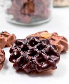 Chocolate Covered Waffle Bites These fluffy waffle pieces are coated in a white, milk or dark layer of Callebaut Finest Belgian Chocolate to give them a crunchy texture and a delicious taste.