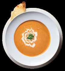 SOUPS TOMATO SOUP roasted ripe tomatoes blended with double cream, served with garlic bread WHITE RADISH SOUP dates,