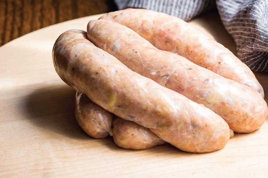 YIELD 8-10, 6 INCH SAUSAGES COOK TIME 1 HOUR 2 LBS BONELESS, SKINLESS CHICKEN THIGHS 2 GRANNY SMITH APPLES, FINELY DICED 1 TABLESPOON KOSHER SALT 2 TEASPOONS GROUND SAGE 2 TEASPOONS GROUND BLACK
