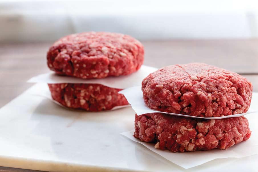 YIELD 9-10, 6 OUNCE PATTIES COOK TIME 15 MINUTES 1 ¾ POUNDS BONELESS BEEF SHOULDER (CHUCK) 1 ¾ POUNDS BEEF BRISKET Hamburger Meat Trim the beef into 1 inch cubes and place on a parchment lined baking