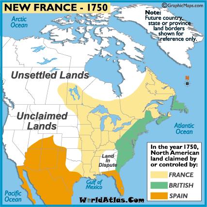 EUROPE CLAIMS NORTH AMERICA New France- covered the Midwestern United States and Canada.