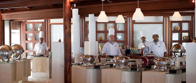 BEACH BUNGALOWS FOOD AND BEVERAGE SERVICE FACILITIES Restaurant Serves breakfast American buffet, buffet lunch and for dinner a fusion of Italian, Asian, Oriental and Maldivian cuisines with theme