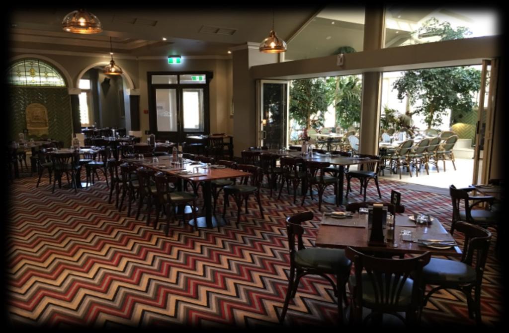SET OFF THE MAIN RESTAURANT WITH EASY ACCESS TO SERVICE AREAS & TOILET FACILITIES - A FAVOURITE WITH THE LOCALS, THE ATRIUM IS THE MOST POPULAR AREA TO BOOK FOR DINNER PARTIES - MAXIMUM COMFORTABLE
