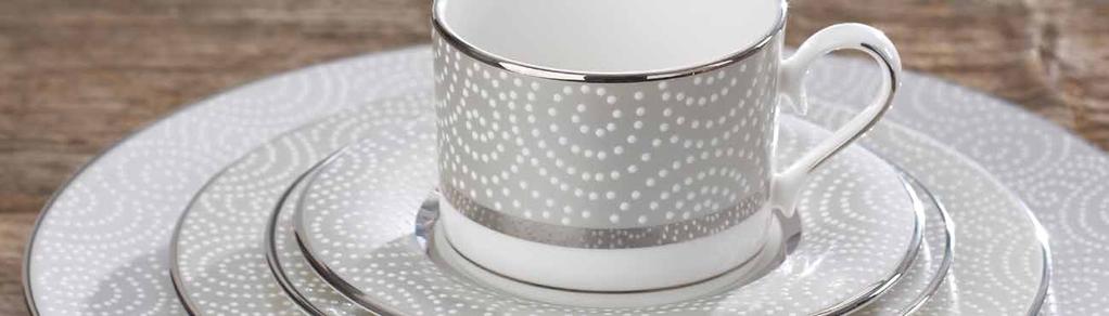 Pearl BeadsTM The beauty of pearls, for your table. The Pearl Beads Collection is decorated in raised white dots, resembling perfectly formed pearls, which grace this fine bone china dinnerware.