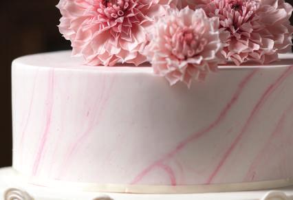 1 VEINING 8 TIER 75104 Cake Splash petal pink dust 1. Practice on a small piece of first.