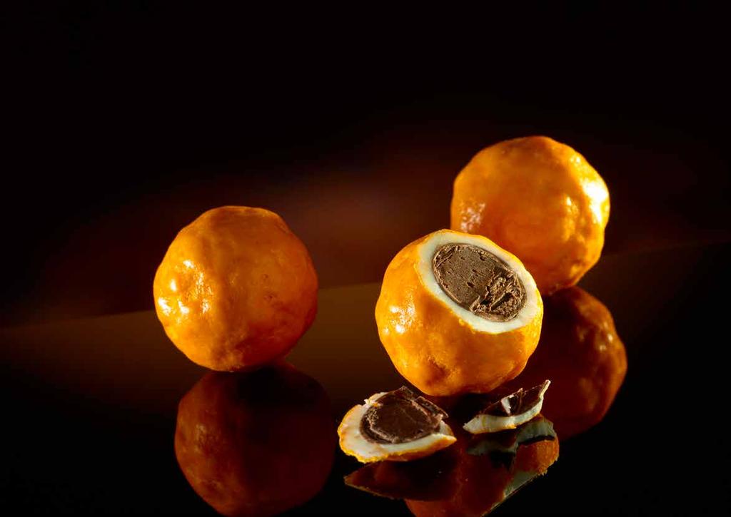 Chocolate Oranges Cryst-o-fil, a way to improve your traditional ganache with Cryst-o-fil and fruit preparation Boil the fresh cream.