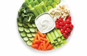 party trays VEGETABLE PLATTER fruit & vegetable trays Vegetable Platter Includes fresh cut carrots, celery, broccoli, cauliflower cucumbers, and tomatoes. Served with a ranch dip in the center.