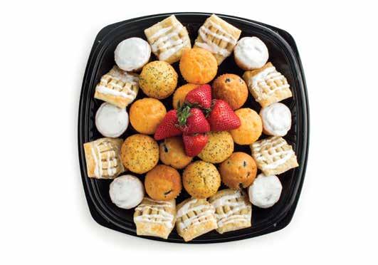 bakery trays Spritz and Thumbprint Tray (serves up to 24)...17.00 36 spritz cookies half drizzled with seasonal icing, half baked with colored sugar.