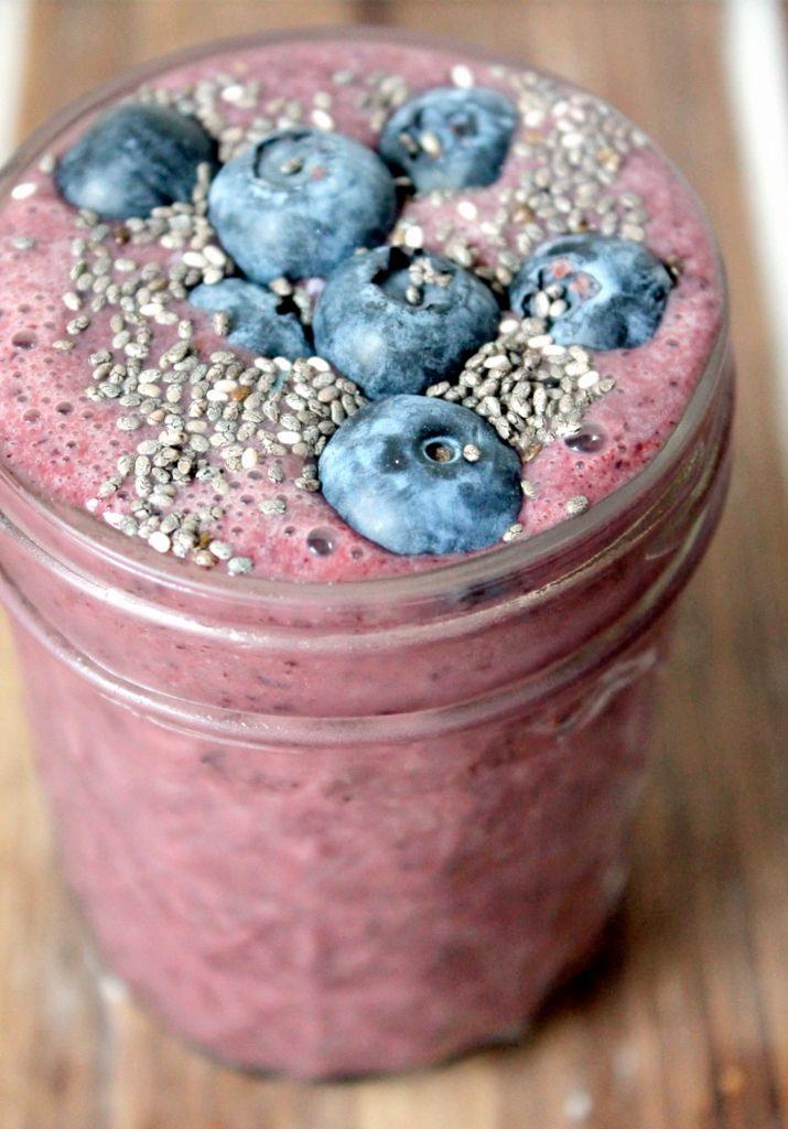 Wild Blueberry Banana Power Smoothie A power smoothie packed with wild blueberries, strawberries, banana, almond milk, and flax seeds. The perfect pick me up or breakfast!