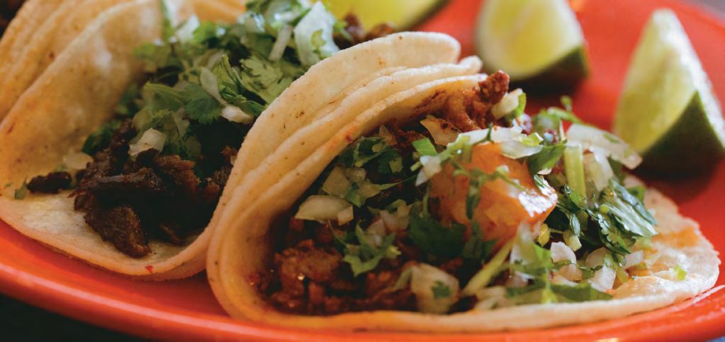 MEXICAN AUTHENTIC Cocina Mexicana Street Tacos $9.50 Three corn tortilla beef or chicken street tacos with homemade coleslaw. Served with Mexican rice and Tacos al Carbón $11.