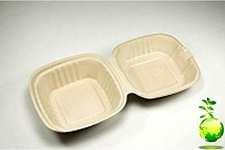 FOODSERVICE DISPOSABLES CONTAINERS - HINGED CARRYOUT Made from a byproduct of wheat harvest, water & oil resistant, heavy duty, biodegradable and compostable, FDA approved for food use, microwaveable.