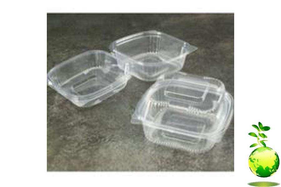 Green Certification: BIODEGRADABLE T-P096 CONTAINERS - HINGED CARRYOUT BAGASSE 9X6 HOAGIE CONTAINER 250/CS Hinged lid clamshell food containers are made of bagasse, a sugarcane by-product.