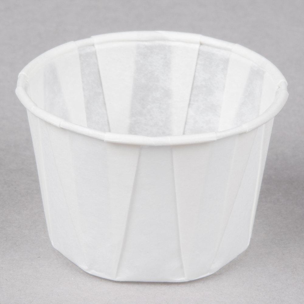paper souffle / portion cup is ideal for serving sauces, condiments, and dressings. It can also be used in health care as a medicine cup!